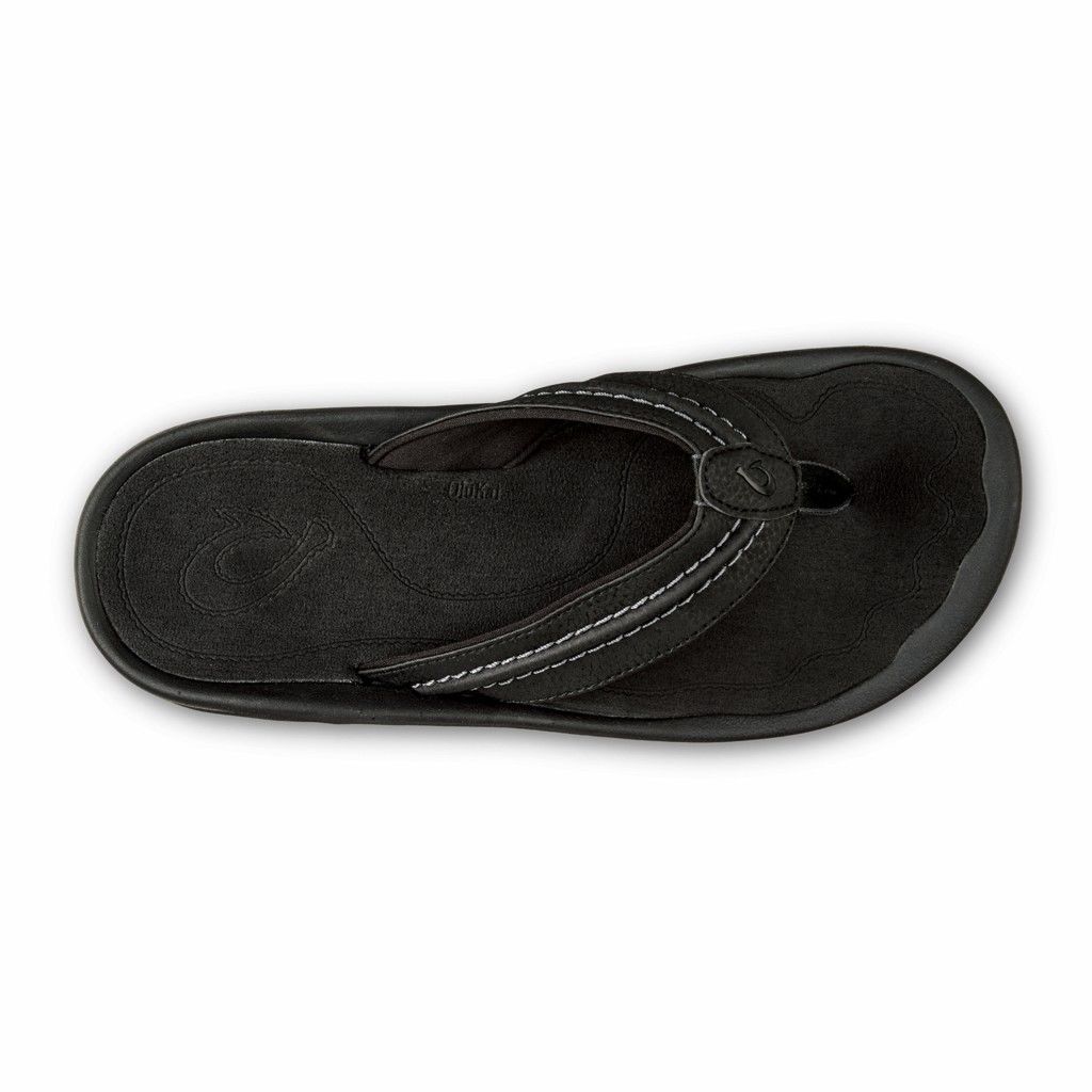 Olukai Men's Hokua Flip Flop - Black / Dark Shadow US843-190